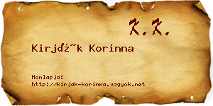 Kirják Korinna névjegykártya